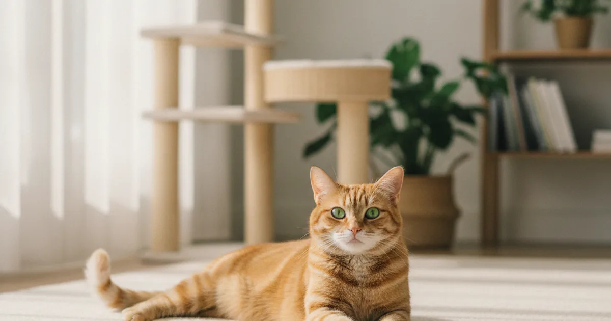 Un chat assis près d'une fenêtre sécurisée dans un appartement lumineux