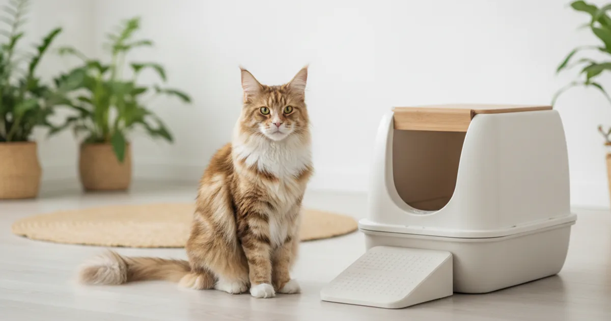 Grand chat de type Maine Coon dans un intérieur