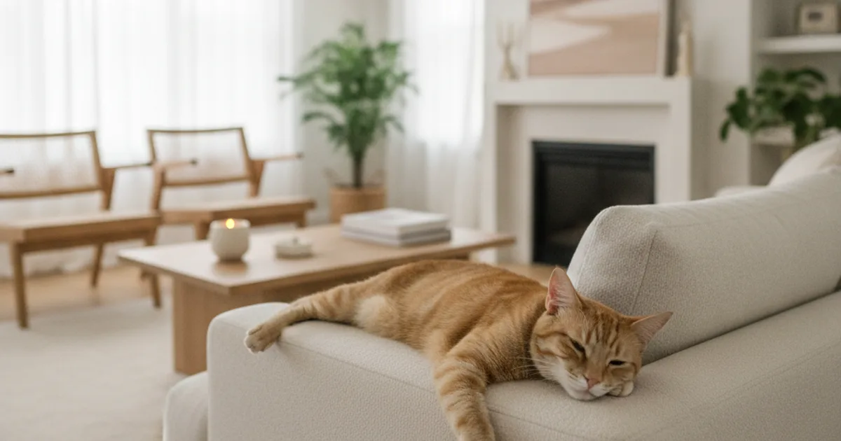 Chat au repos en intérieur