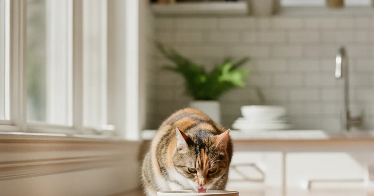 Un chat roux buvant de l'eau fraîche dans une gamelle transparente