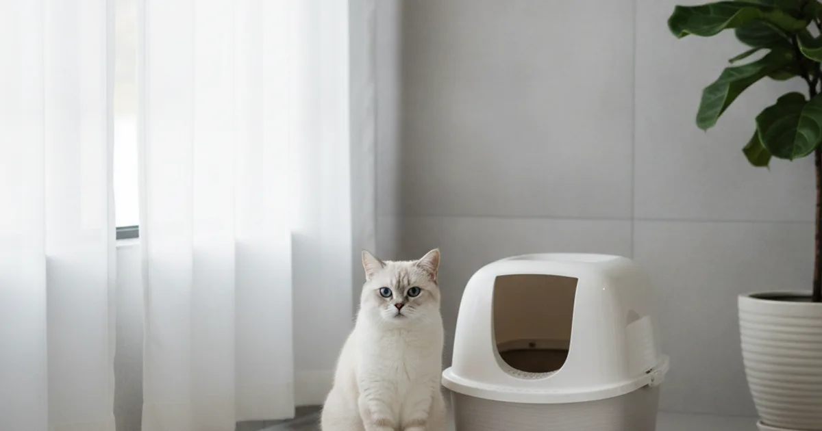Bac à litière propre rempli de granulés pour chat dans une pièce lumineuse