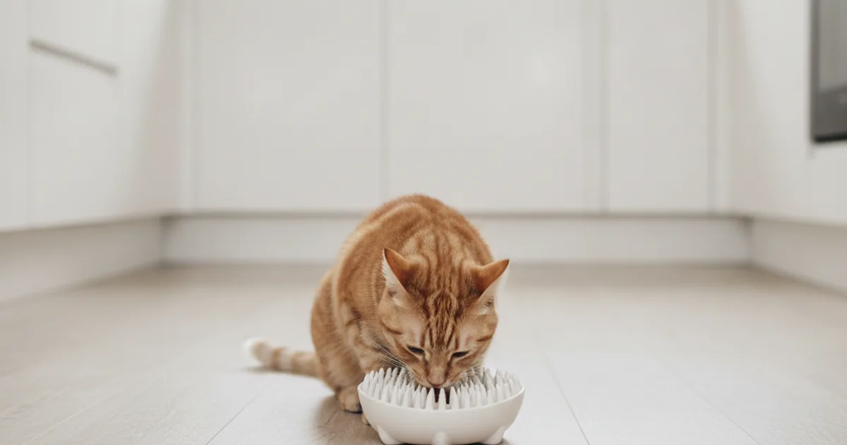 Gamelle anti-glouton en céramique avec obstacles pour chat