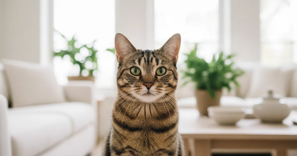 Chat assis, posture détendue